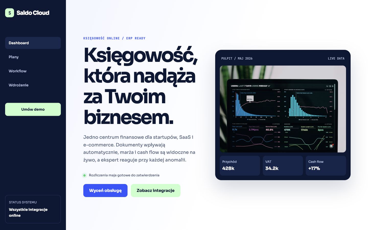 Projekt strony Saldo Cloud